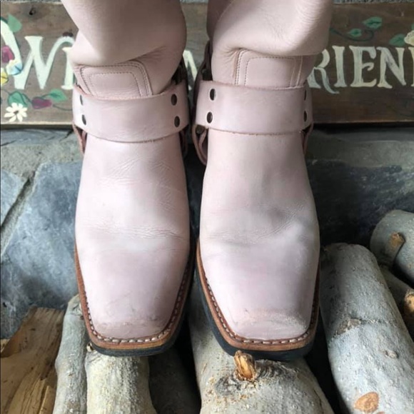 SOLD - FRYE Pink Harness Boots - Picture 5 of 6